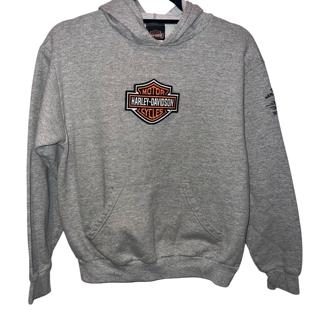 Harley-Davidson Gray Hoodie Youth LG 14/16 Tecumseh MI Motorcycle‎